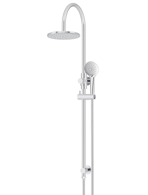 Meir Round Gooseneck Shower Set with 200mm rose, Three-Function Hand Shower