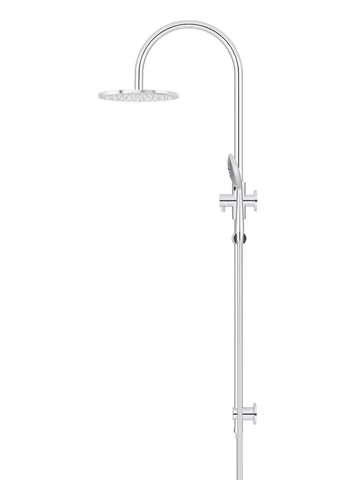 Meir Round Gooseneck Shower Set with 200mm rose, Three-Function Hand Shower
