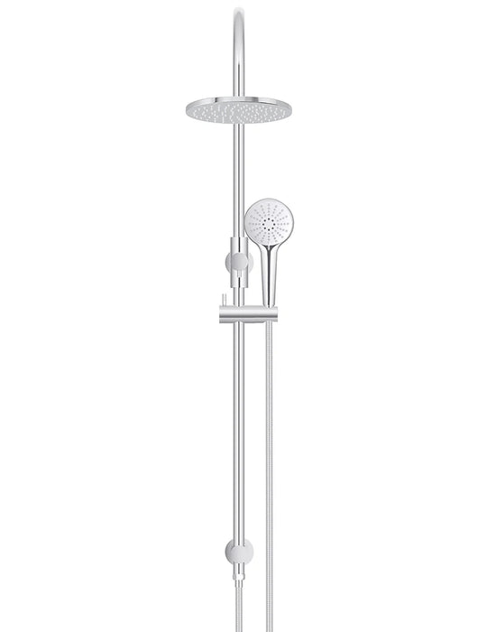 Meir Round Gooseneck Shower Set with 200mm rose, Three-Function Hand Shower