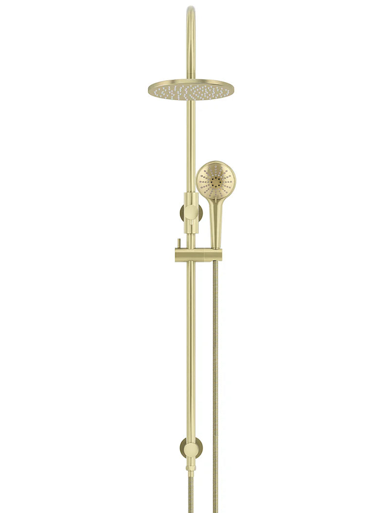 Meir Round Gooseneck Shower Set with 200mm rose, Three-Function Hand Shower