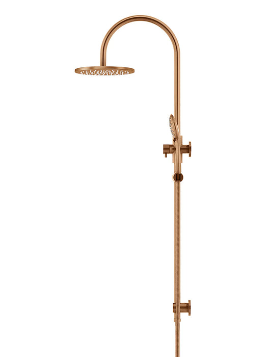 Meir Round Gooseneck Shower Set with 200mm rose, Three-Function Hand Shower