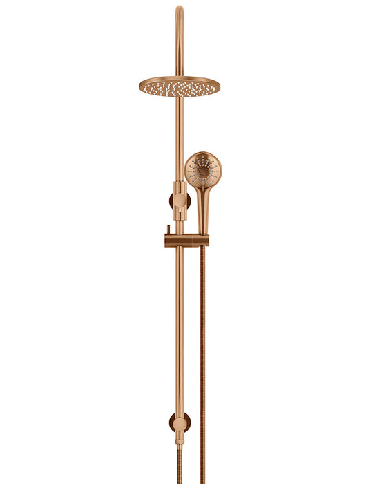 Meir Round Gooseneck Shower Set with 200mm rose, Three-Function Hand Shower