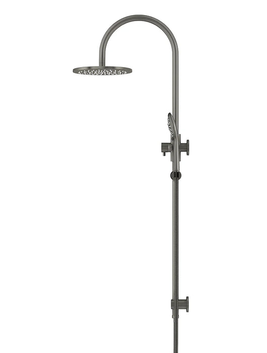 Meir Round Gooseneck Shower Set with 200mm rose, Three-Function Hand Shower