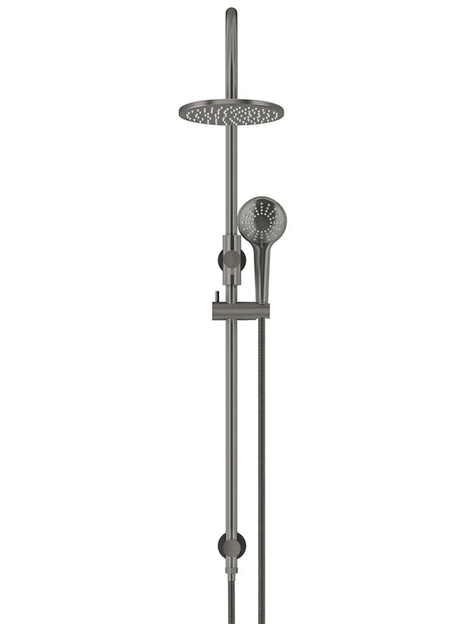 Meir Round Gooseneck Shower Set with 200mm rose, Three-Function Hand Shower