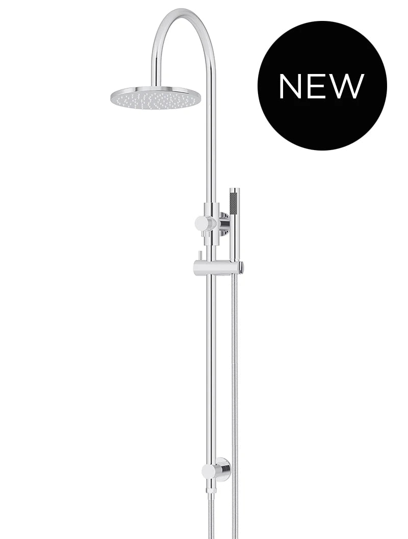 Meir Round Gooseneck Shower Set with 200mm Rose, Single-Function Hand Shower