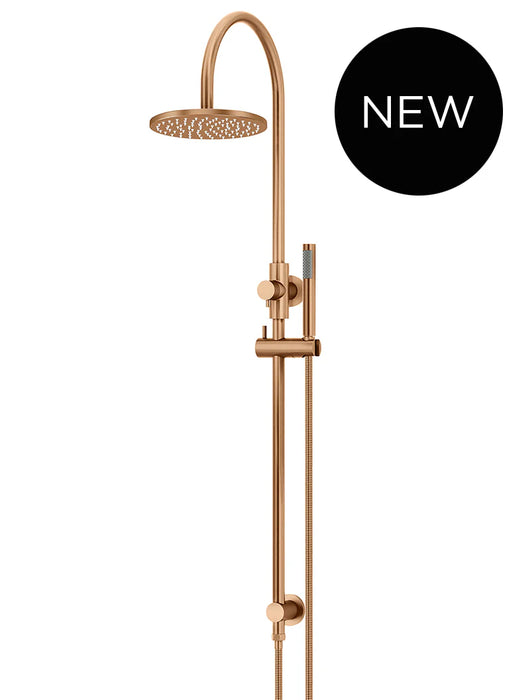 Meir Round Gooseneck Shower Set with 200mm Rose, Single-Function Hand Shower