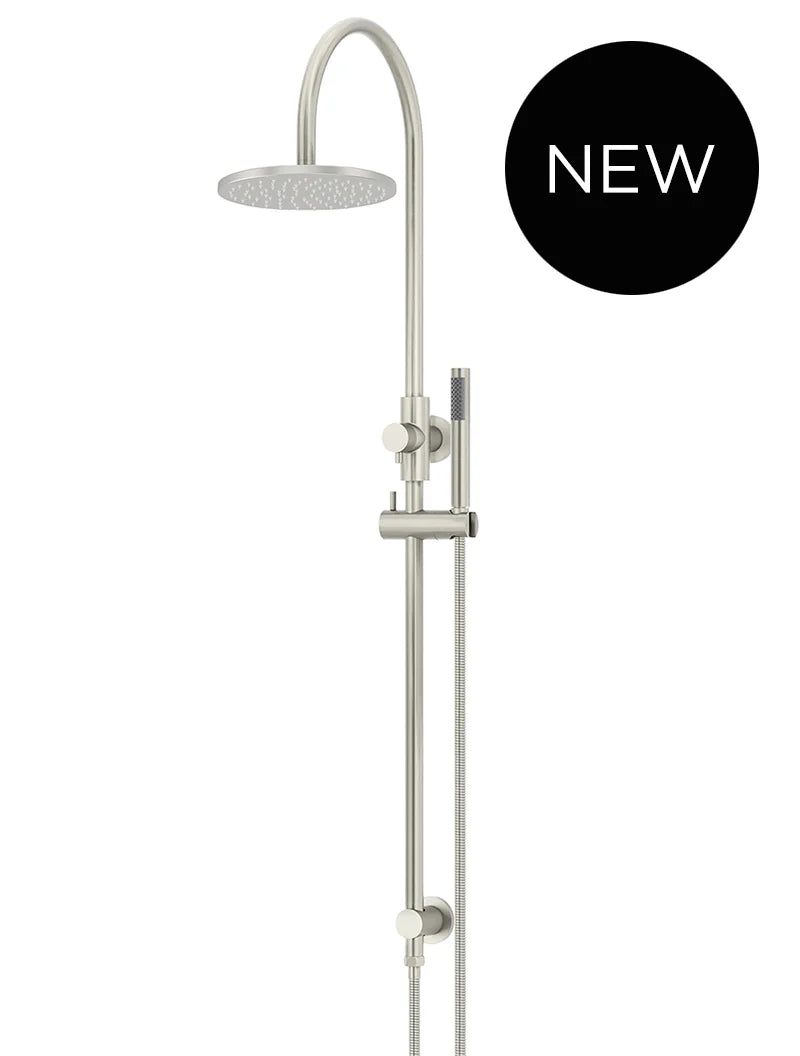 Meir Round Gooseneck Shower Set with 200mm Rose, Single-Function Hand Shower