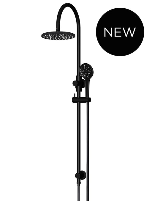 Meir Round Gooseneck Shower Set with 200mm rose, Three-Function Hand Shower