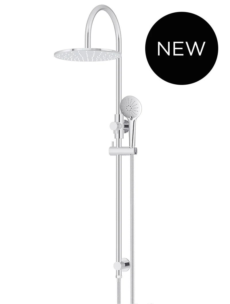 Meir Round Gooseneck Shower Set with 300mm Rose, Three-Function Hand Shower