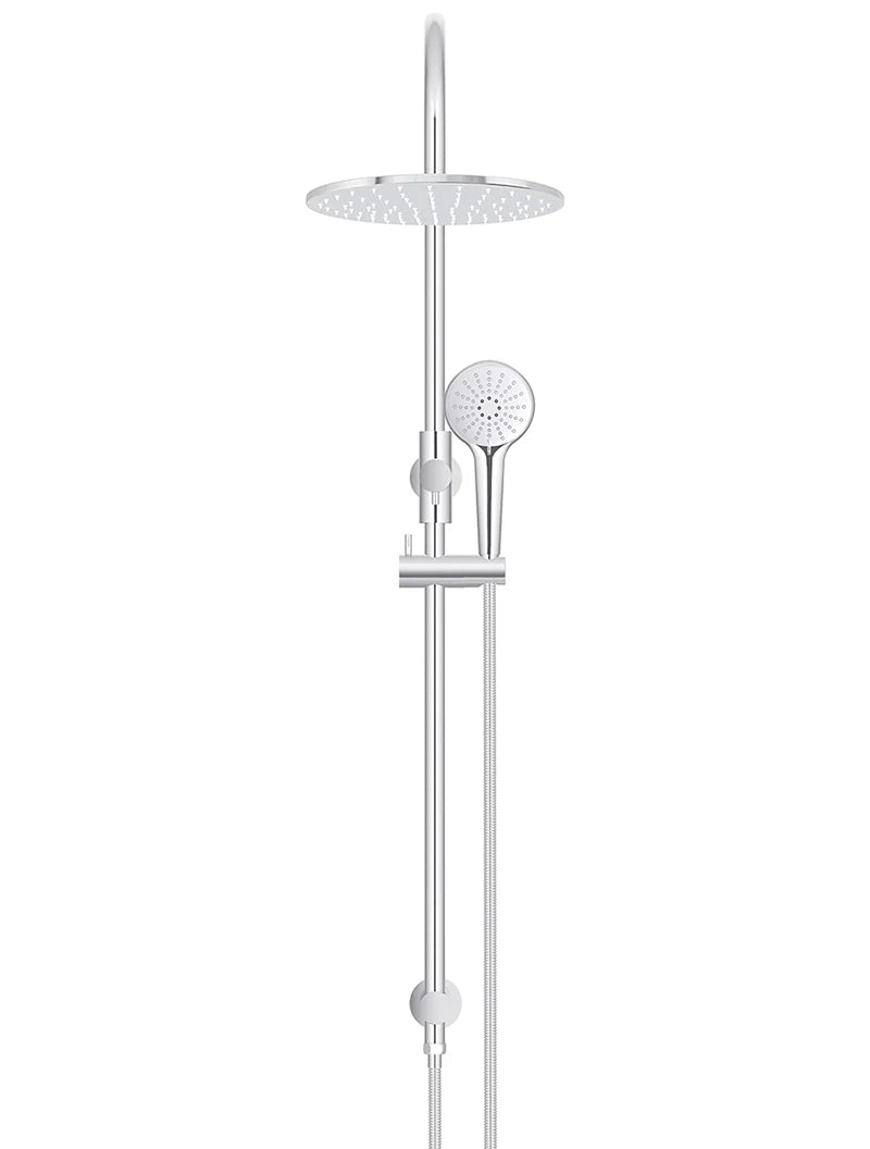 Meir Round Gooseneck Shower Set with 300mm Rose, Three-Function Hand Shower