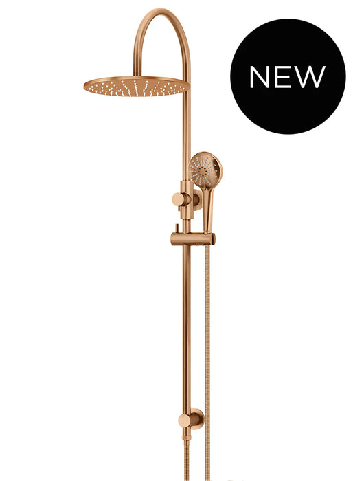 Meir Round Gooseneck Shower Set with 300mm Rose, Three-Function Hand Shower