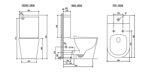 Zumi Mezio Back To Wall Rimless Toilet Suite