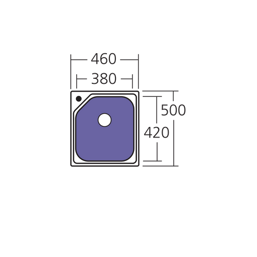 Oliveri Nu-Petite Standard Bowl Topmount Sink NTH 5-SIDED Inset Bowl 460mm