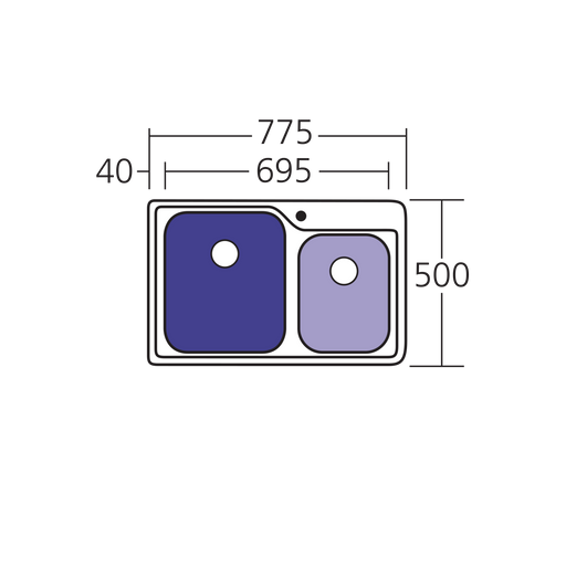 Oliveri Nu-Petite 1 & 3/4 Bowl Topmount Sink 775mm