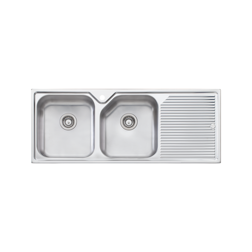 Oliveri Nu-Petite LH Double Bowl Topmount Sink With Drainer 1250mm