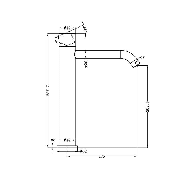 Nero Zen SS316L Tall Basin Mixer Handless