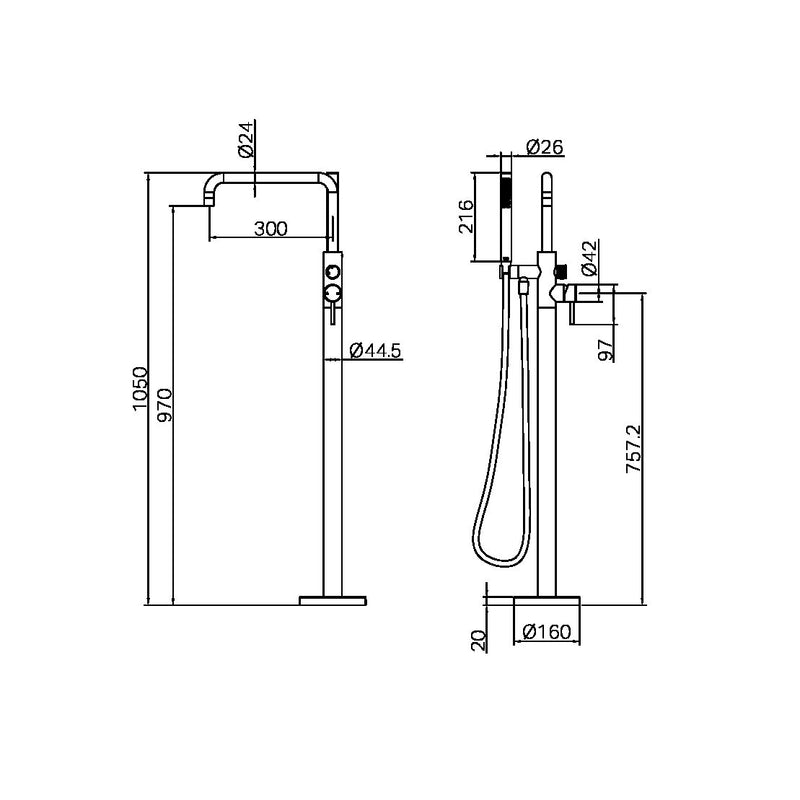 Nero Zen SS316L Freestanding Bath Mixer