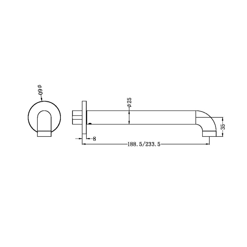 Nero Zen SS316L Round Basin/Bath Spout