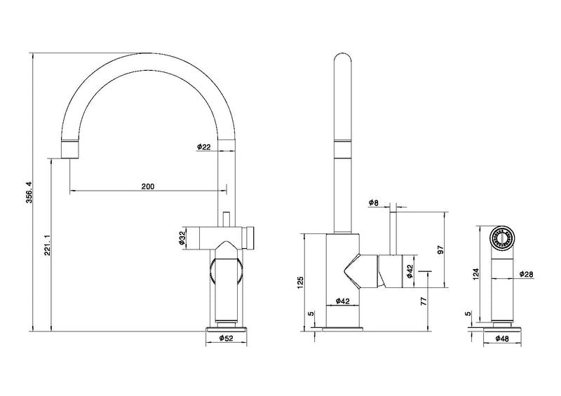 Nero Zen SS316L Kitchen Mixer With Hand Spray