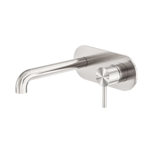 Nero Zen SS316L Wall Basin/Bath Mixer 185mm Spout Brushed Nickel