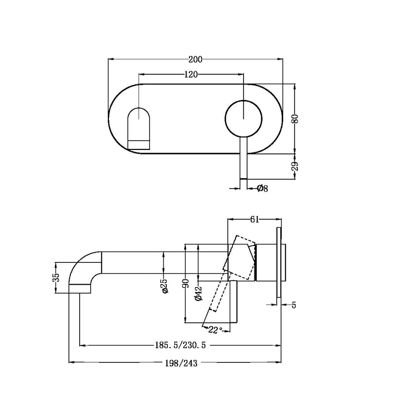 Nero Zen SS316L Wall Basin/Bath Mixer Spout Trim Kits
