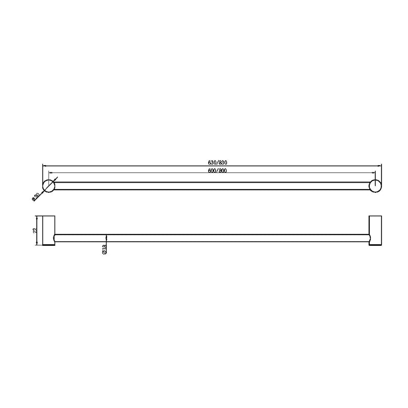 Nero Zen SS316L Single Towel Rail
