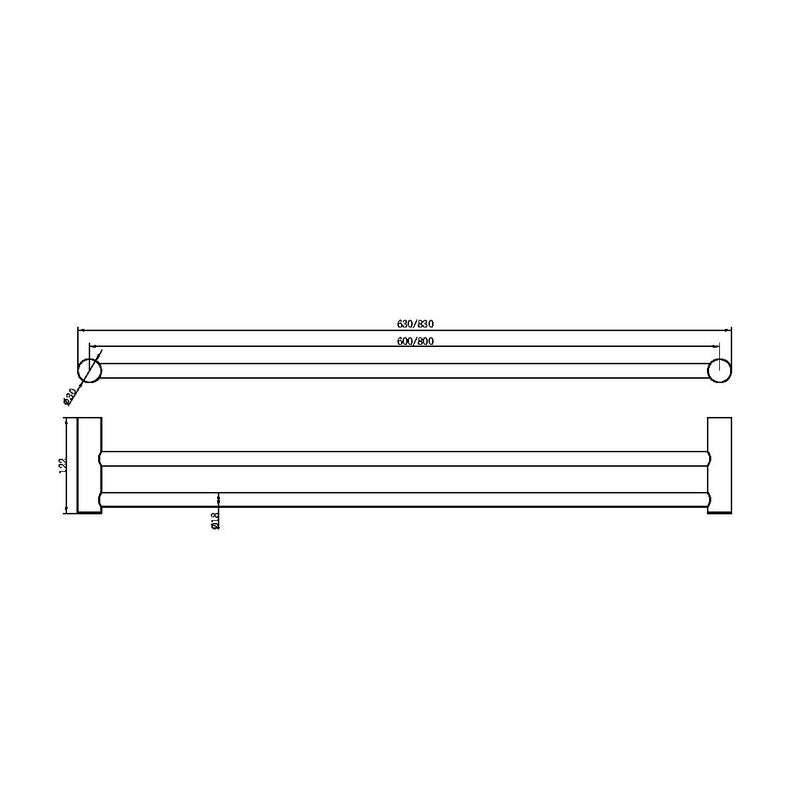 Nero Zen SS316L Double Towel Rail