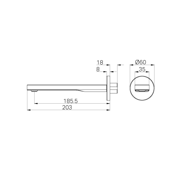 Nero Pure SS316L Round Bath Spout