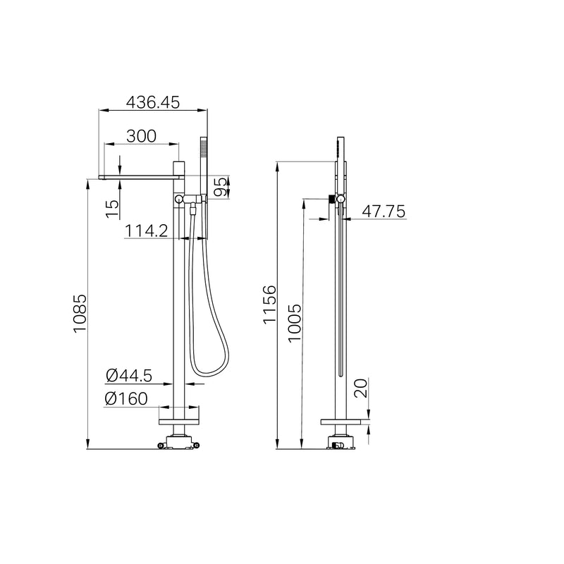 Nero Pure SS316L Progressive Freestanding Bath Mixer