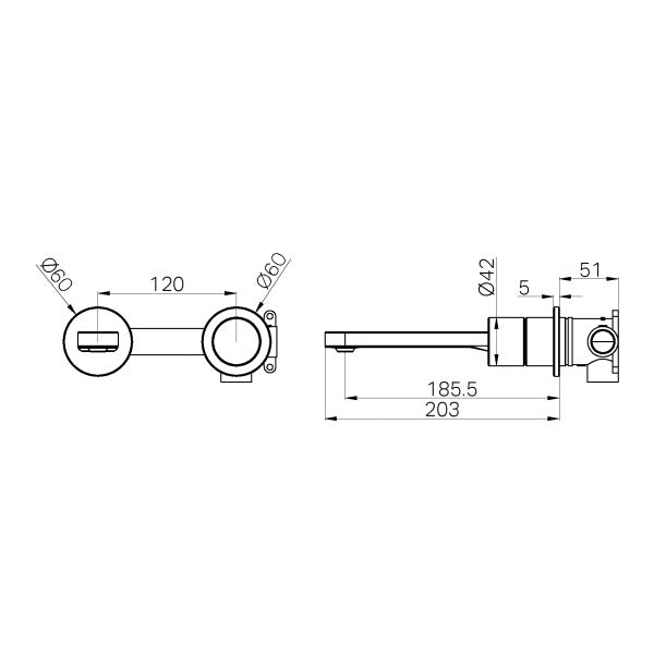 Nero Pure SS316L Wall Basin/Bath Mixer Separate Back Plate Whole Set