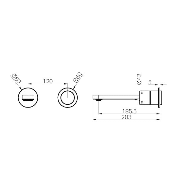 Nero Pure SS316L Wall Basin/Bath Mixer Separate Back Plate Trim Kits