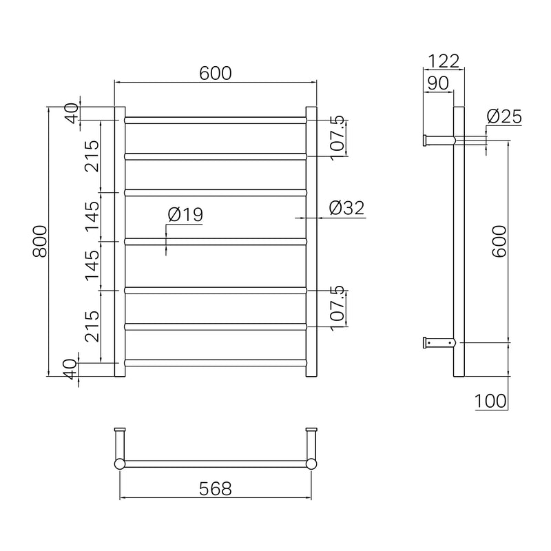 Nero Mecca 240V 7 Bar Heated Towel Ladder