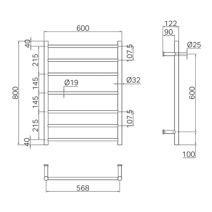 Nero Mecca 240V 7 Bar Heated Towel Ladder