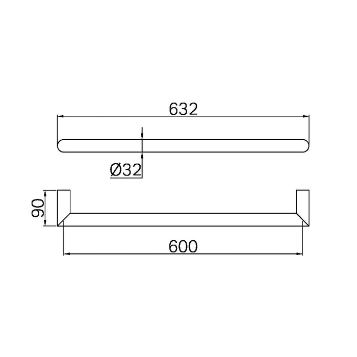Nero Mecca 240V Single Heated Towel Rail