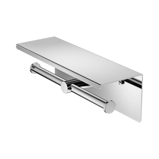 Nero Mecca Double Toilet Roll Holder With Shelf