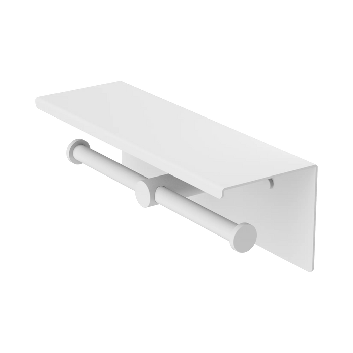Nero Mecca Double Toilet Roll Holder With Shelf