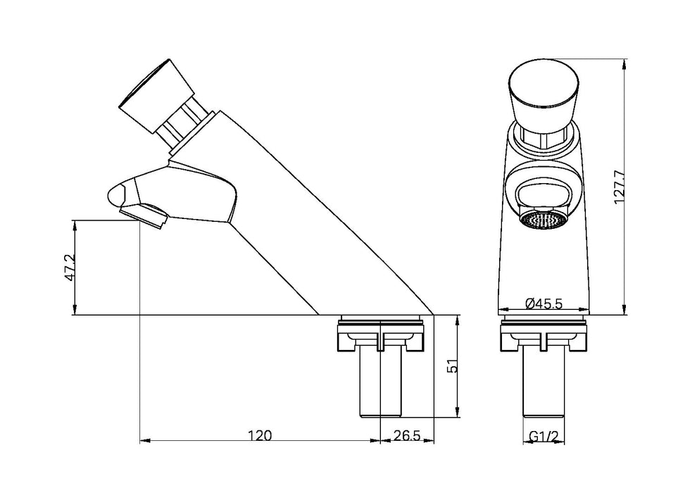 Nero SS316 Lead Free Timeflow Push Button Pillar Tap