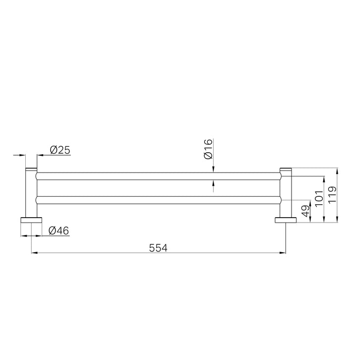 Nero Dolce II Double Towel Rail 600mm