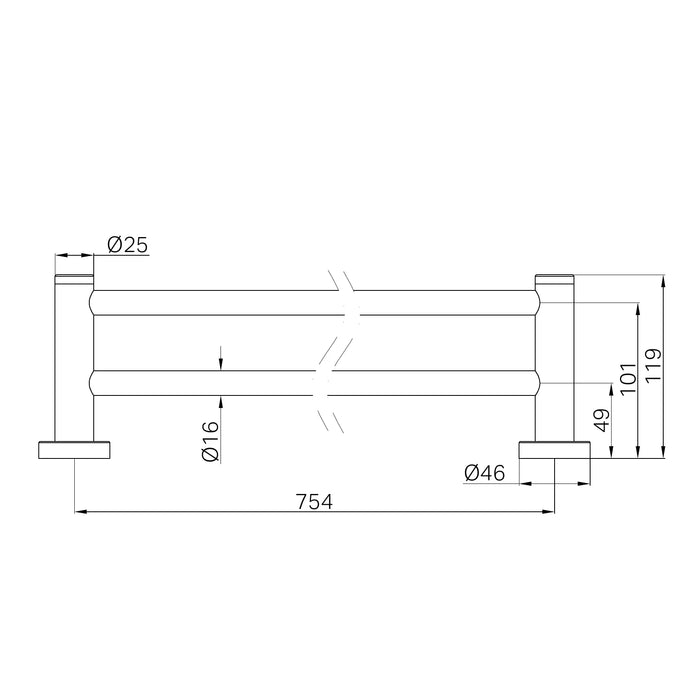 Nero Dolce II Double Towel Rail 800mm