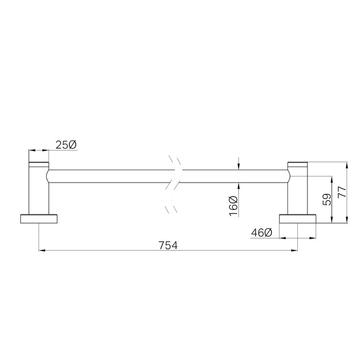 Nero Dolce II Single Towel Rail 800mm