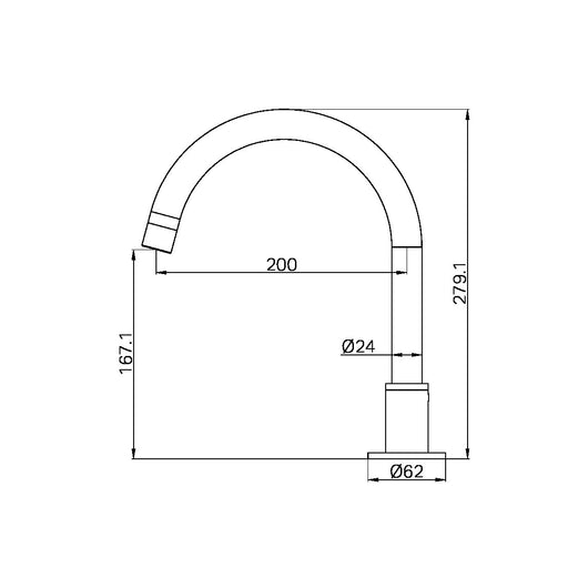 Nero Kara Hob Mount Bath Spout Only G1/2 Female Inlet