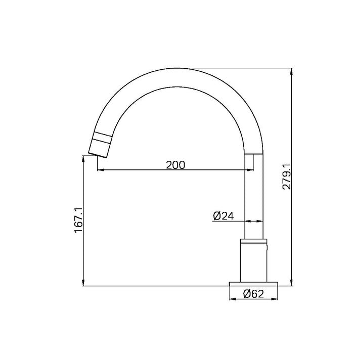 Nero Kara Hob Mount Bath Spout Only G1/2 Female Inlet