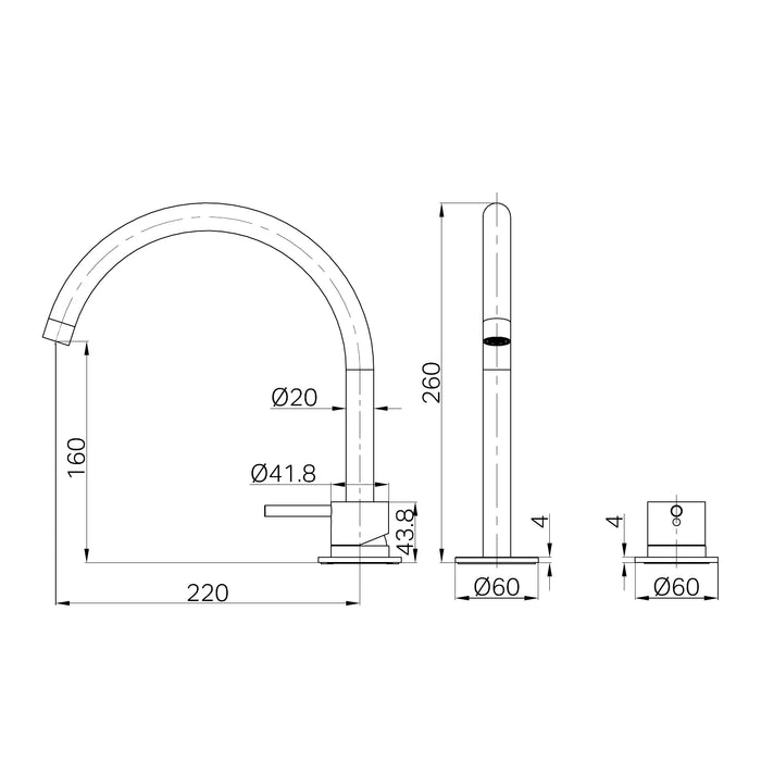Nero Mecca Hob Bath/Kitchen Mixer Set Arc Spout