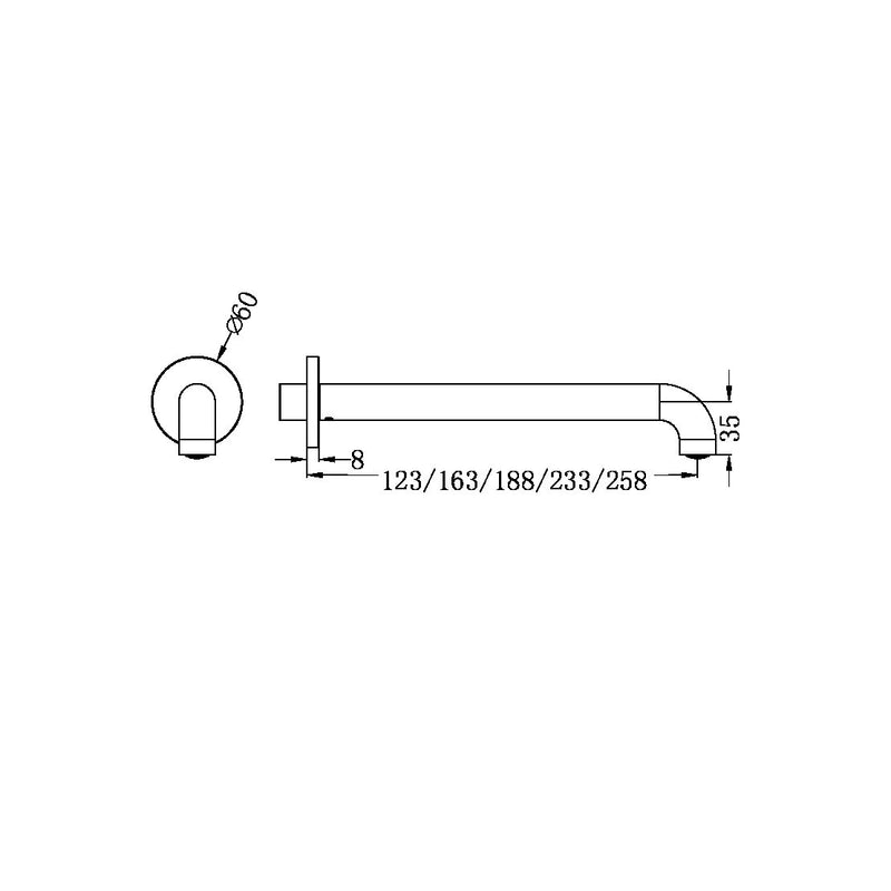 Nero Mecca Basin/Bath Spout Only 120/160/185/230/260mm