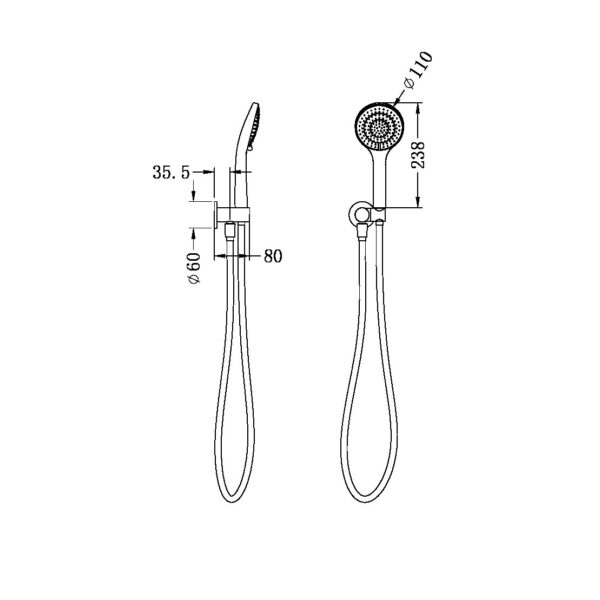 Nero Mecca Shower on Bracket with Air Shower