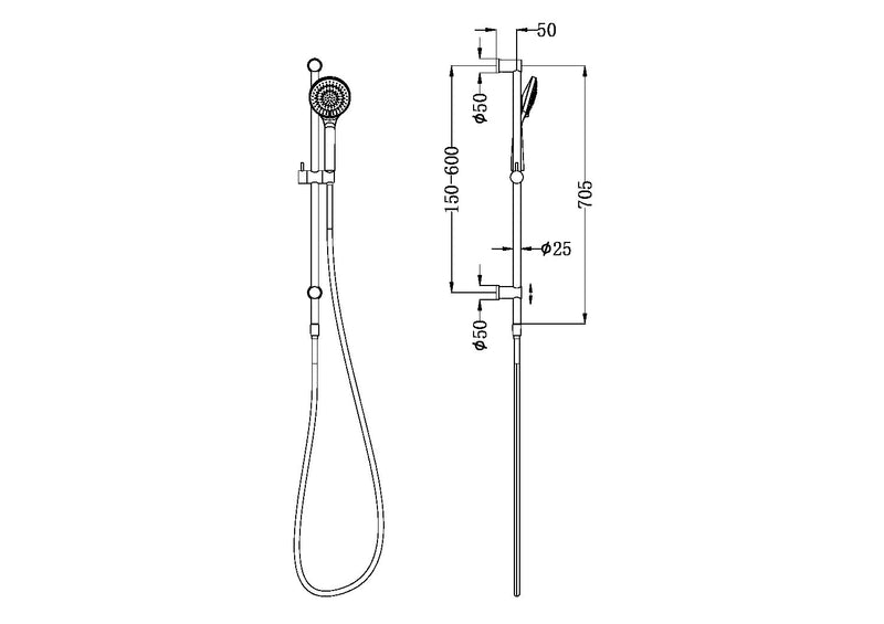 Nero Mecca Shower Rail with Air Shower