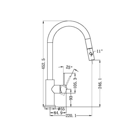 Nero Mecca Pull Out Sink Mixer with Vegie Spray Function