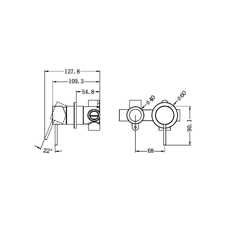 Nero Mecca Shower Mixer with Horizontal 2 Way Divertor