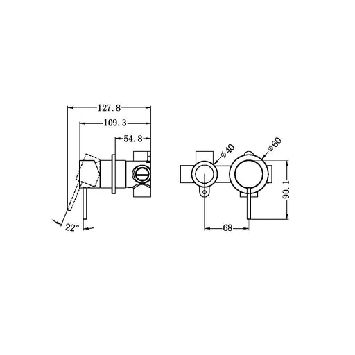 Nero Mecca Shower Mixer with Horizontal 2 Way Divertor