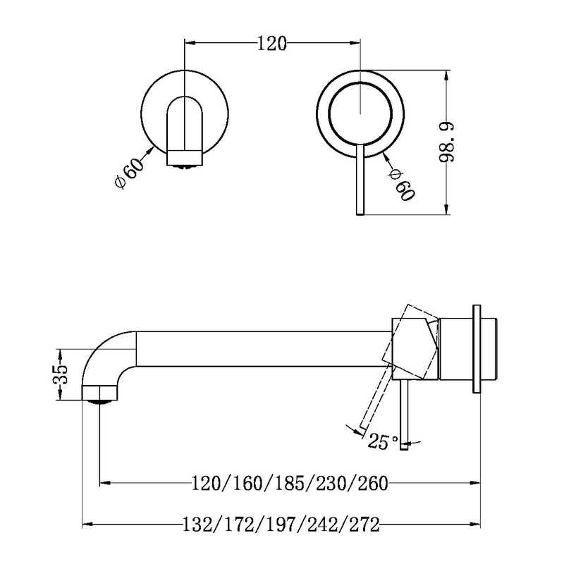 Nero Mecca Wall Basin/Bath Mixer Separate Back Plate Trim Kits